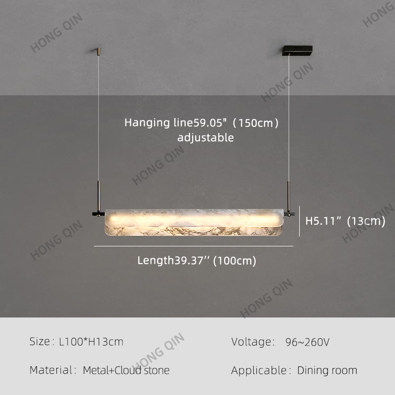 Modern Natural Marble Long Chandelier
