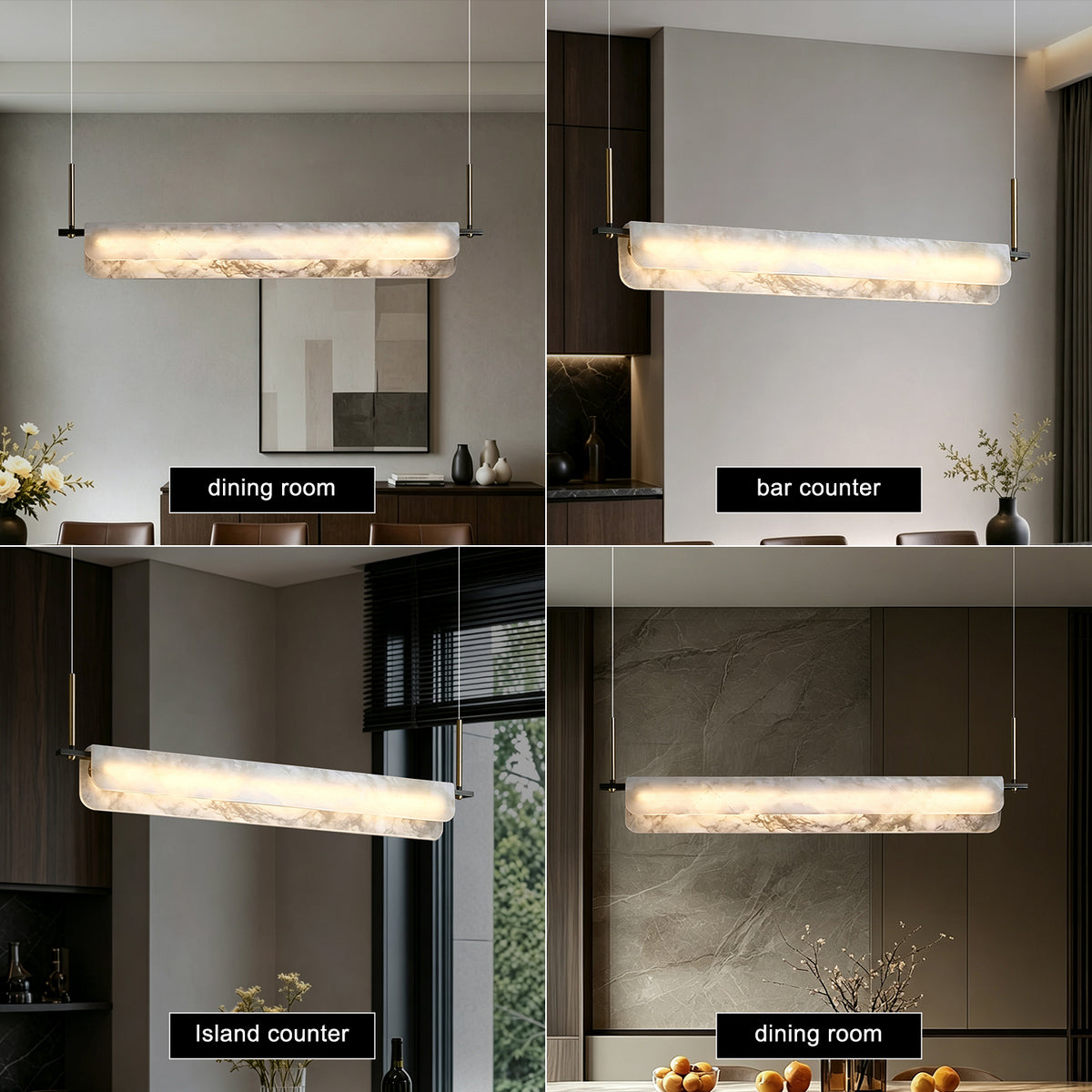 Modern Natural Marble Long Chandelier