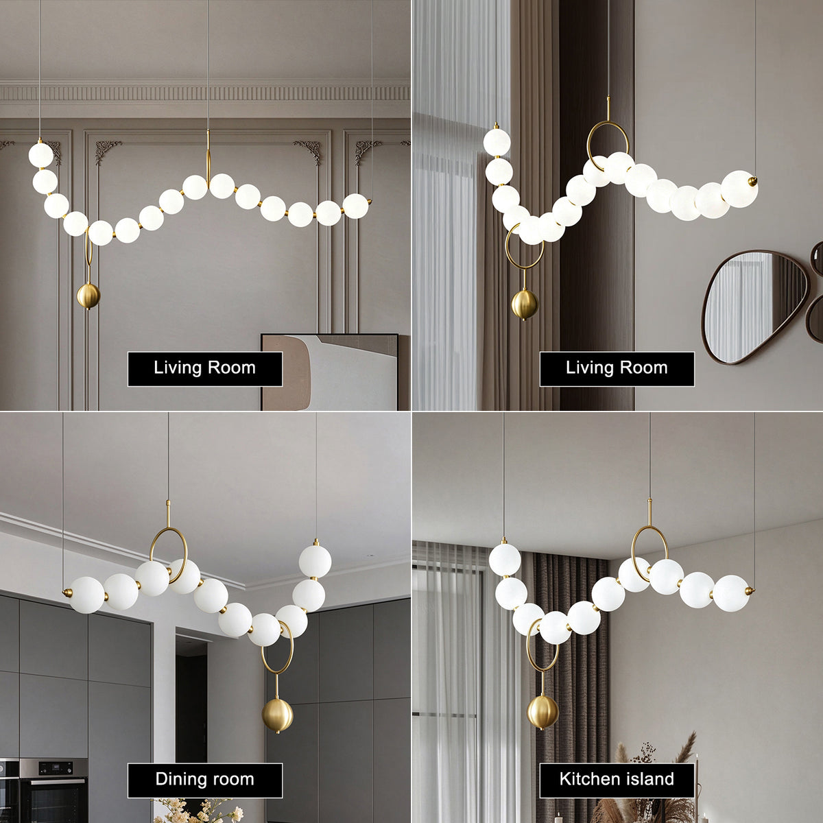 Modern Dining Room Kitchen Long ball Chandelier
