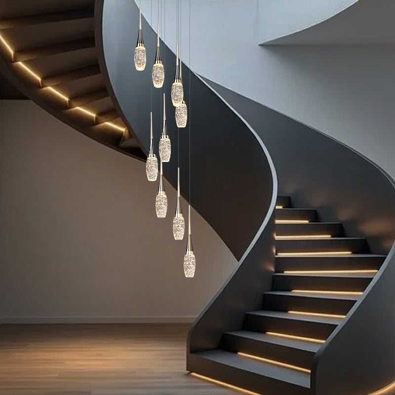 Modern Staircase Pendant Light Luxury Villa Attic Restaurant Suspended Ceiling Ceiling Light Designer Crystal Pendant Light
