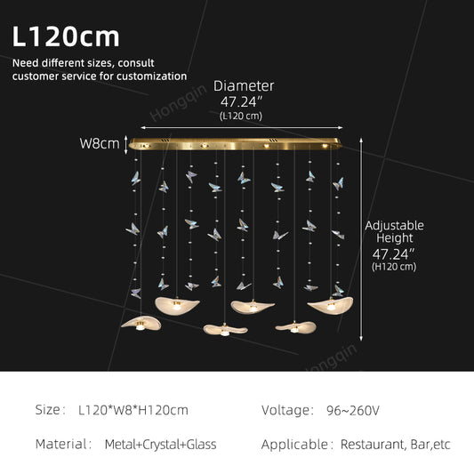 Dining Room Chandeliers Modern Villa Restaurant Bar Counter Kitchen Island Pendant Lamp Designer Lotus Leaf Glass Hanging Lamp