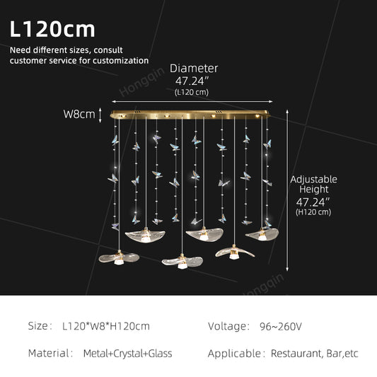 Dining Room Chandeliers Modern Villa Dining Table Bar Counter Kitchen Ceiling Lamp Double Color Lotus Leaf Glass Art Hanging Lam