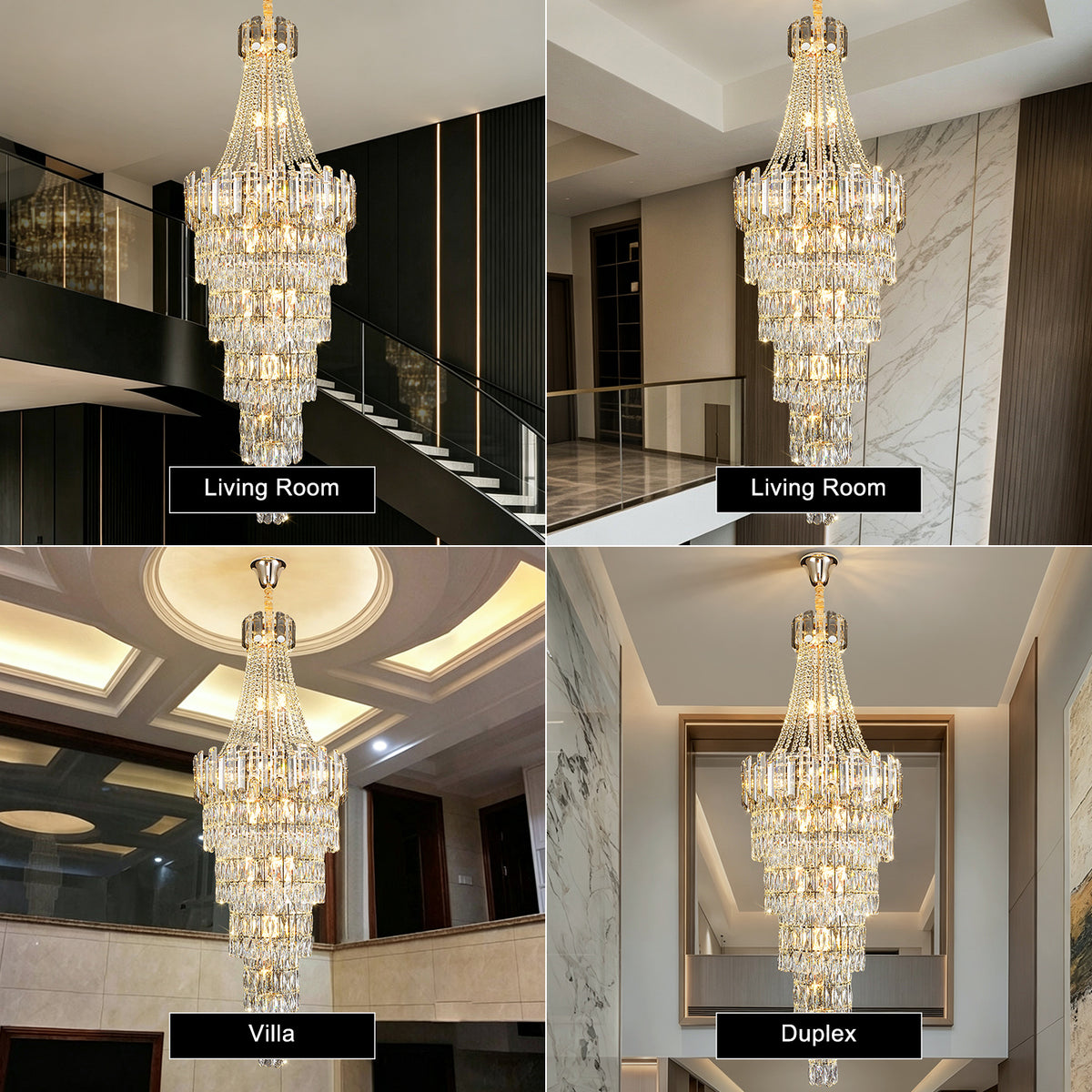 Luxury Stair Crystal Duplex Hall Chandelier