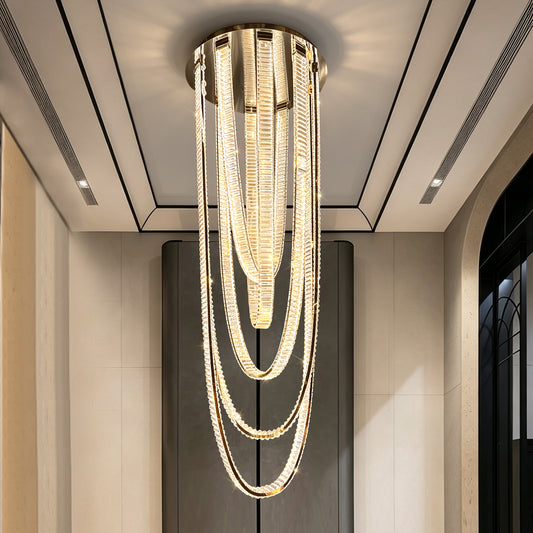 Modern Crystal Living Room Duplex Loft Hall High Chandelier