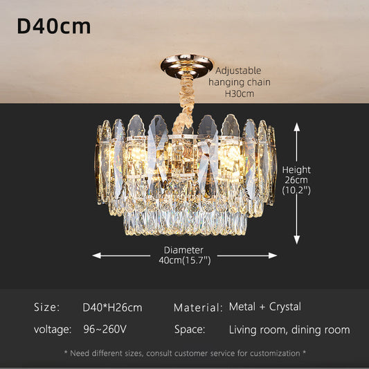 Luxury LED Ring Crystal Living Room Hanging Lamp
