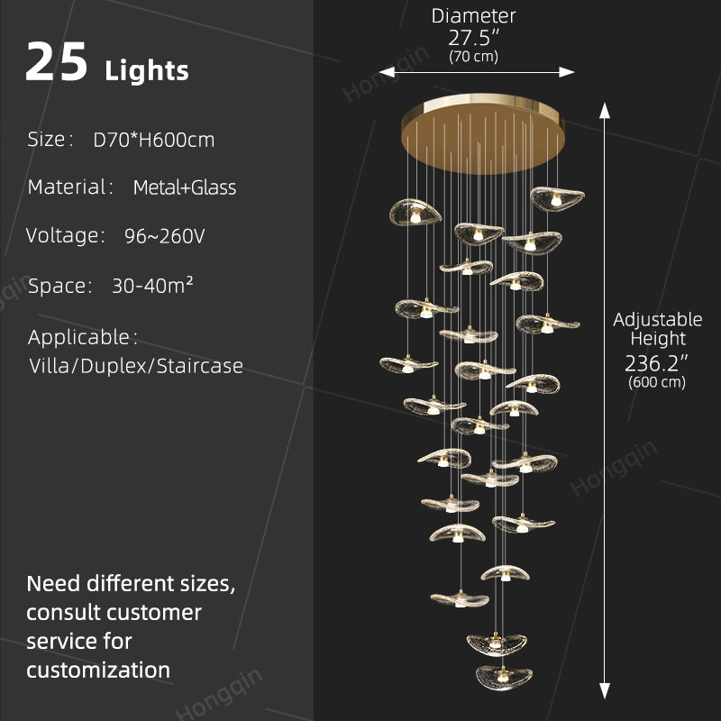 Indoor Rotating Staircase Hanging Lights Nordic Minimalist Villa Staircase Glass High Ceiling Chandelier Luxury Lighting