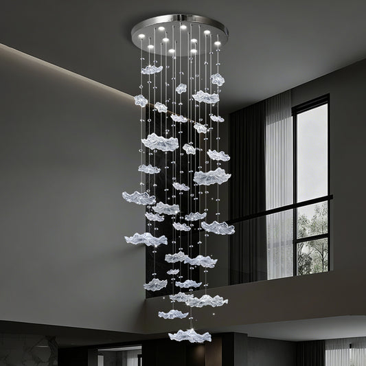 Stair Lighting Chandelier Villa Staircase High Ceiling Chandelier Glass Duplex Loft Hanging Lamp Long Pendant Light Staircase