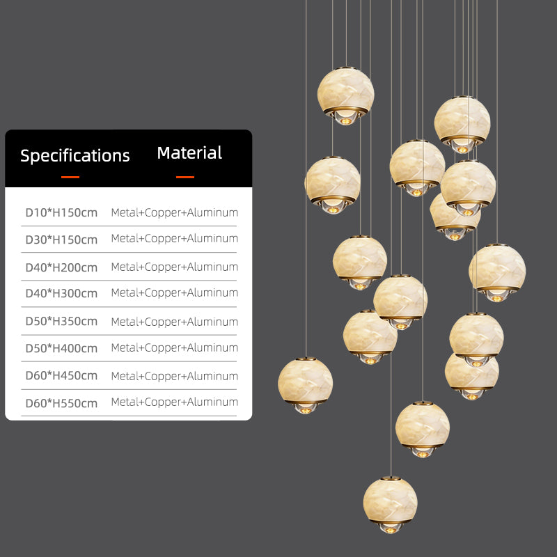 Staircase Pendant Light Lustre Minimalist Duplex Loft Marble Chandelier Villa High Ceiling Hanging Lamp Long Stair Chandelier