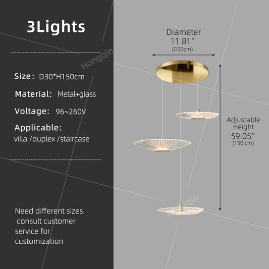 Modern Glass Stair Chandelier Villa Duplex Loft Ceiling Hanging Light