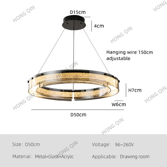 Modern Double Ring LED Suspension Chandelier