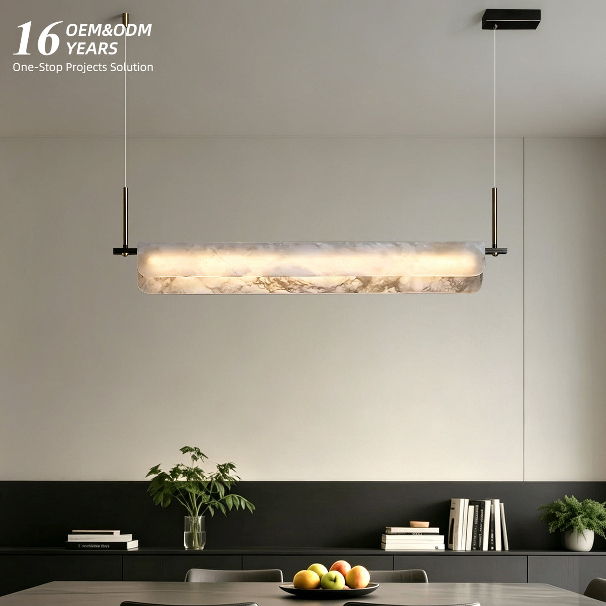 Modern Natural Marble Long Chandelier