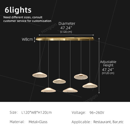 Ripple Water Glass Chandelier Dining Table Kitchen Dining Room Art Chandelier Island Bar Pendant Lamp