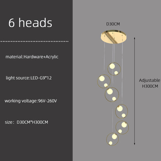 modern staircase light Luxury Villa Attic Stair Chandelier