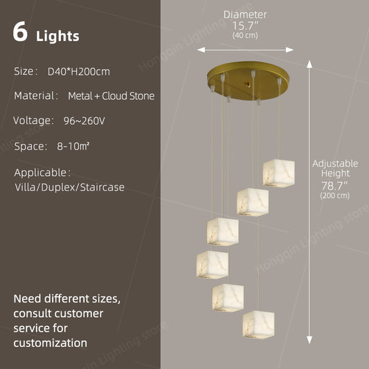 Nordic Chandelier Stairs High Ceiling Staircase Marble Chandelier