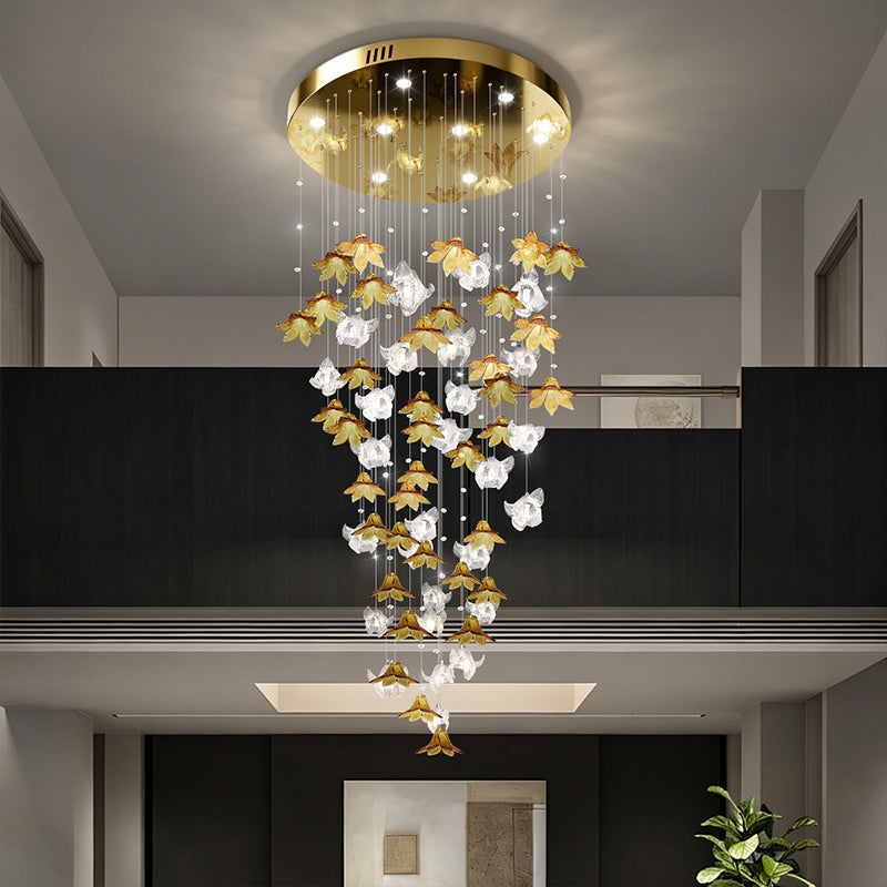 Dining Room Chandeliers Modern Villa Dining Table Island Pendant Lamp Creative Glass Flower Hanging Lamp