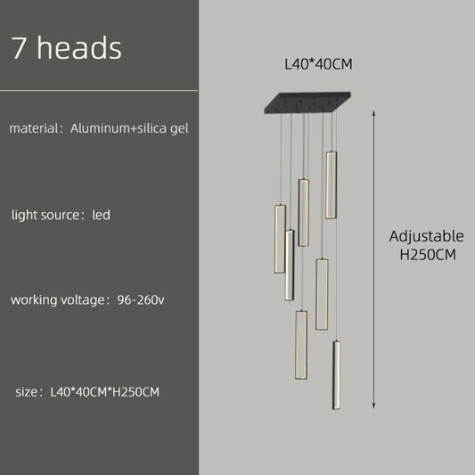 Luxury LED Staircase Attic Villa Stair Chandelier