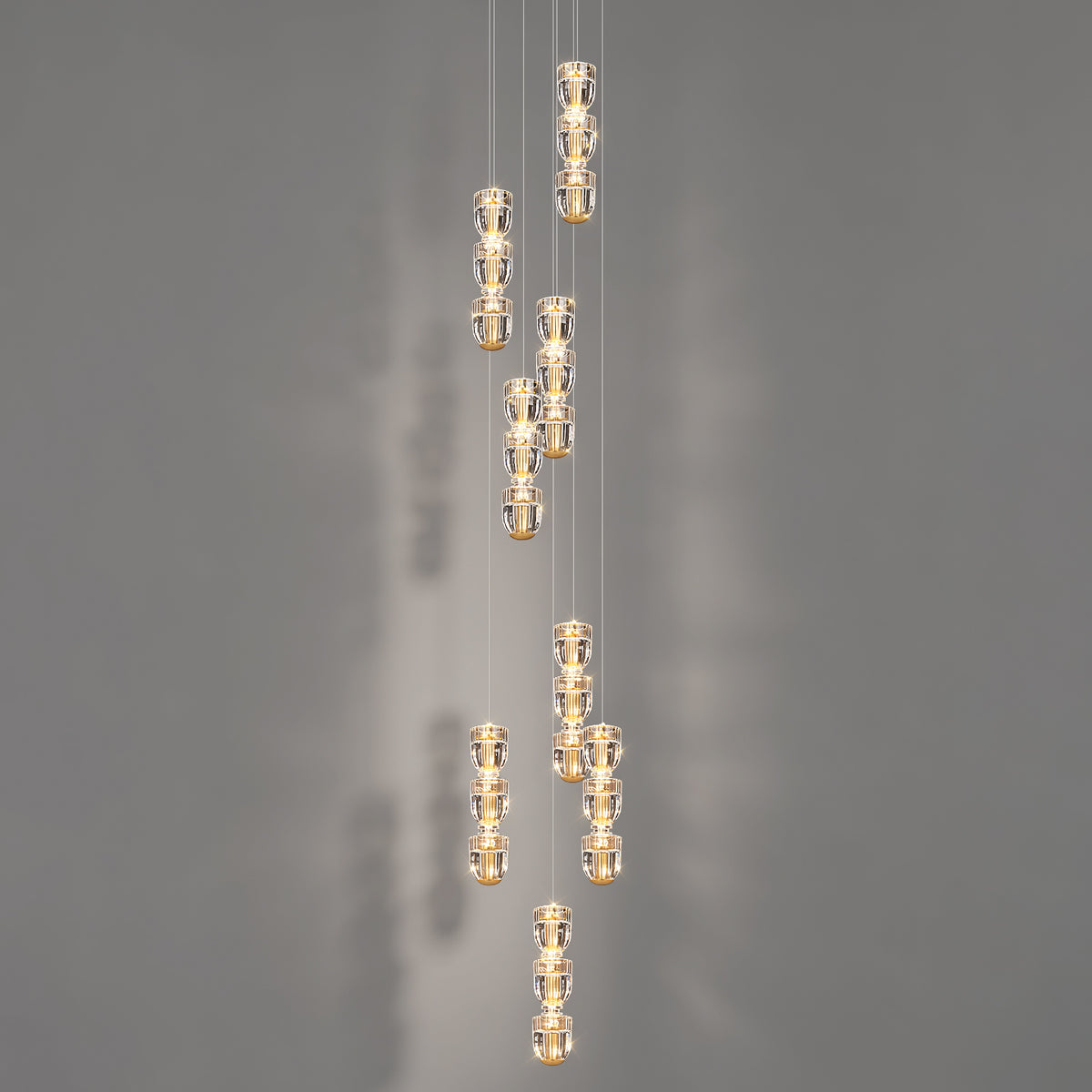 Modern Crystal Stair Loft Duplex Chandelier
