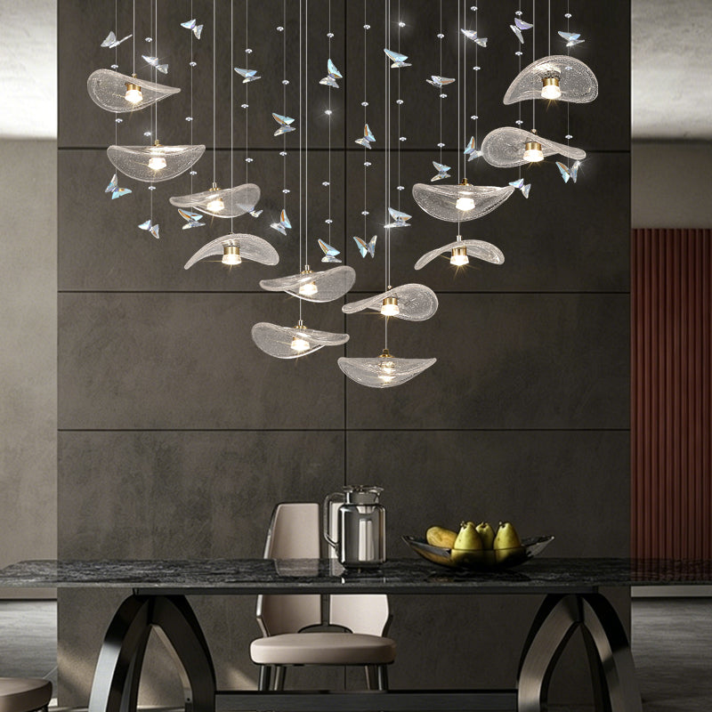 Restaurant Pendant Light Modern Luxury Dining Table bar Counter Kitchen Lotus Leaf Design Artistic Pendant Light Above