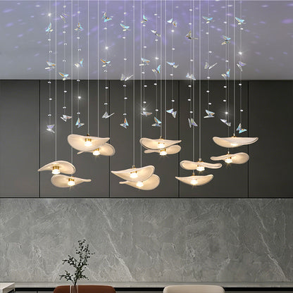 Dining Room Chandeliers Modern Villa Restaurant Bar Counter Kitchen Island Pendant Lamp Designer Lotus Leaf Glass Hanging Lamp