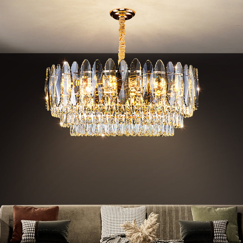 Luxury LED Ring Crystal Living Room Hanging Lamp