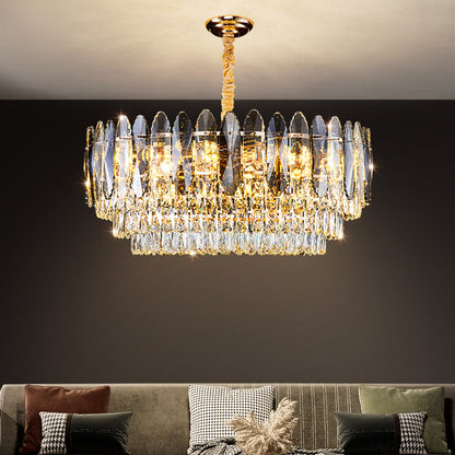 Luxury LED Ring Crystal Living Room Hanging Lamp