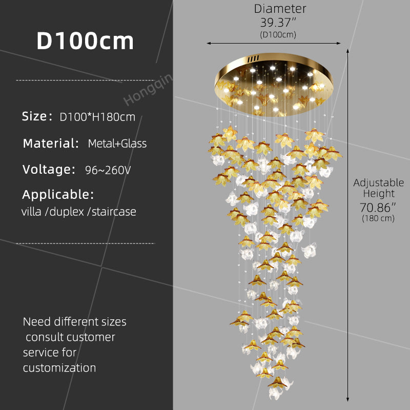Dining Room Chandeliers Modern Villa Dining Table Island Pendant Lamp Creative Glass Flower Hanging Lamp