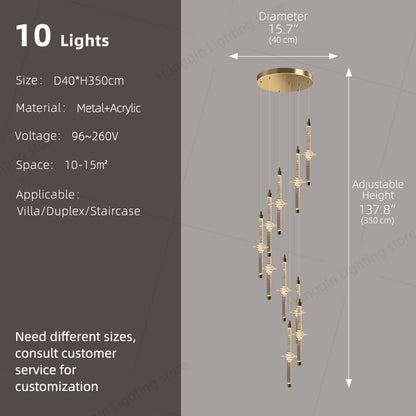 Modern High Long Staircase Chandelier