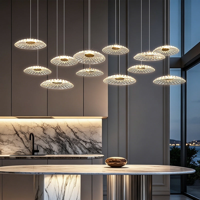 Luxury Chandelier Ripple Water Glass Pendant Lamp Living Room Dining Room Dining Table Kitchen Island Bar Art Hanging Lights