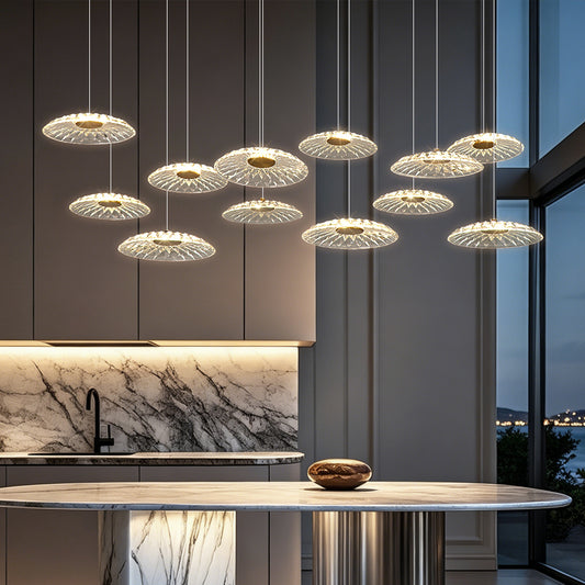 Luxury Chandelier Ripple Water Glass Pendant Lamp Living Room Dining Room Dining Table Kitchen Island Bar Art Hanging Lights