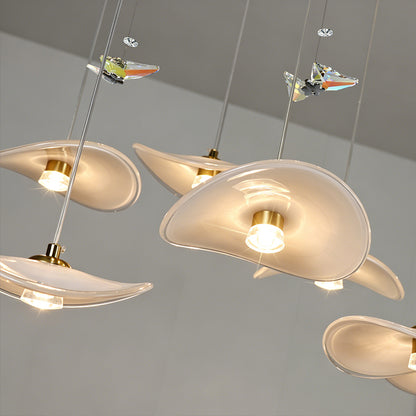 Dining Room Chandeliers Modern Villa Restaurant Bar Counter Kitchen Island Pendant Lamp Designer Lotus Leaf Glass Hanging Lamp