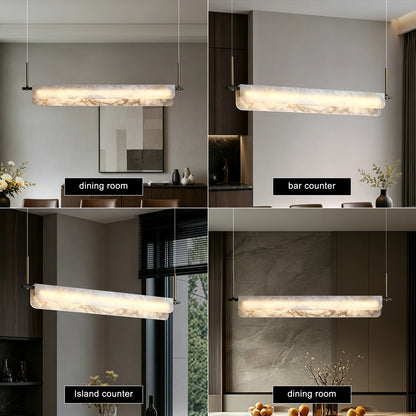 Modern Natural Marble Long Chandelier