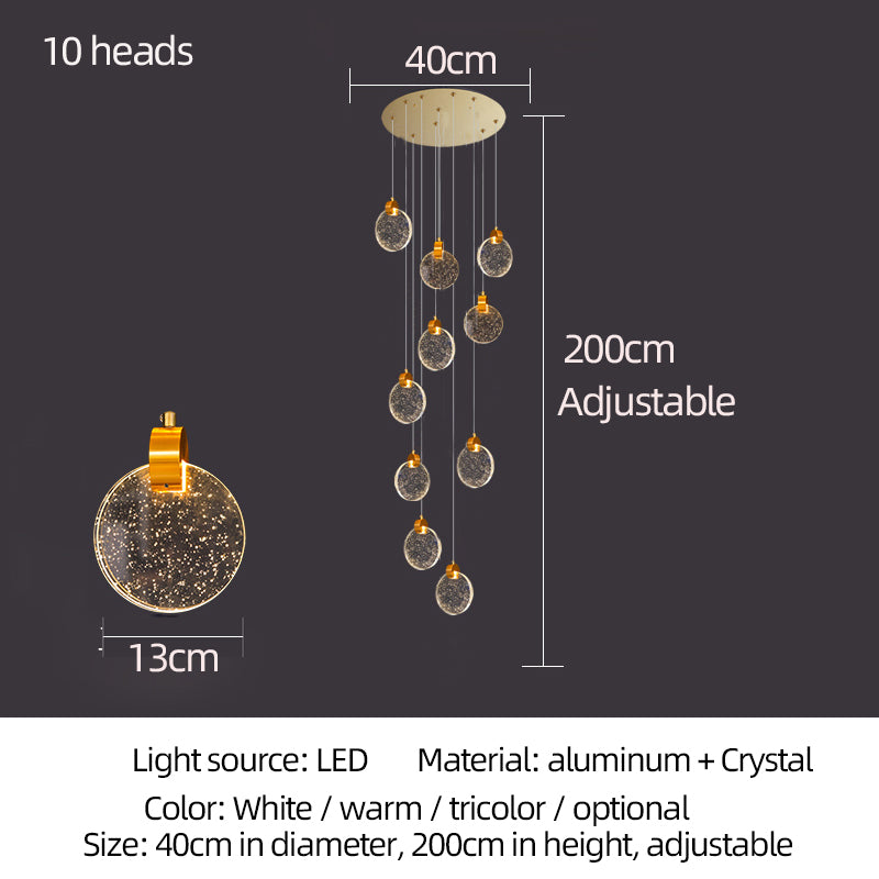 Modern Luxury Staircase Crystal Raindrop Pendant Light