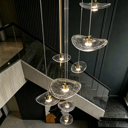 Staircase Duplex Loft Pendant Light Rotating Staircase Light Glass Pendants Lighting Modern Ceiling Chandelier
