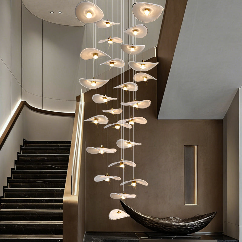 Modern Staircase High Ceiling Chandelier Rotating Glass Chandelier Light Villa Duplex Loft Hanging Lamp
