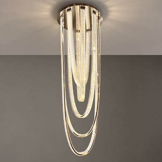 Modern Crystal Living Room Duplex Loft Hall High Chandelier
