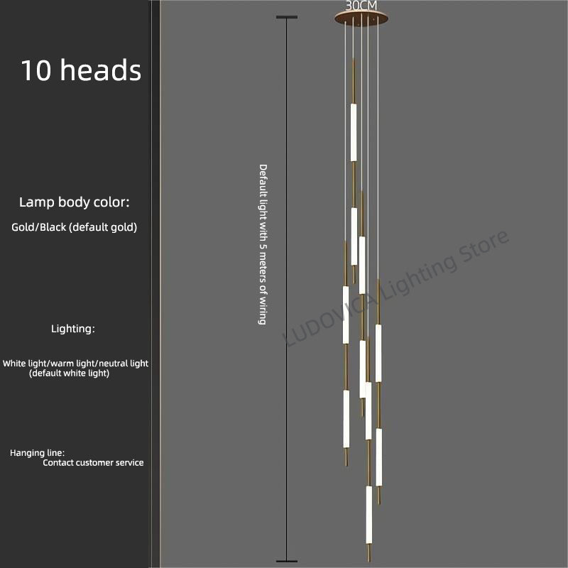 Modern Luxury Led Pendent Lamp Light Living Room Lighting Loft Ceiling Suspension Chandelier Staircase Chandeliers