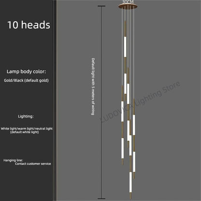 Modern Luxury Led Pendent Lamp Light Living Room Lighting Loft Ceiling Suspension Chandelier Staircase Chandeliers