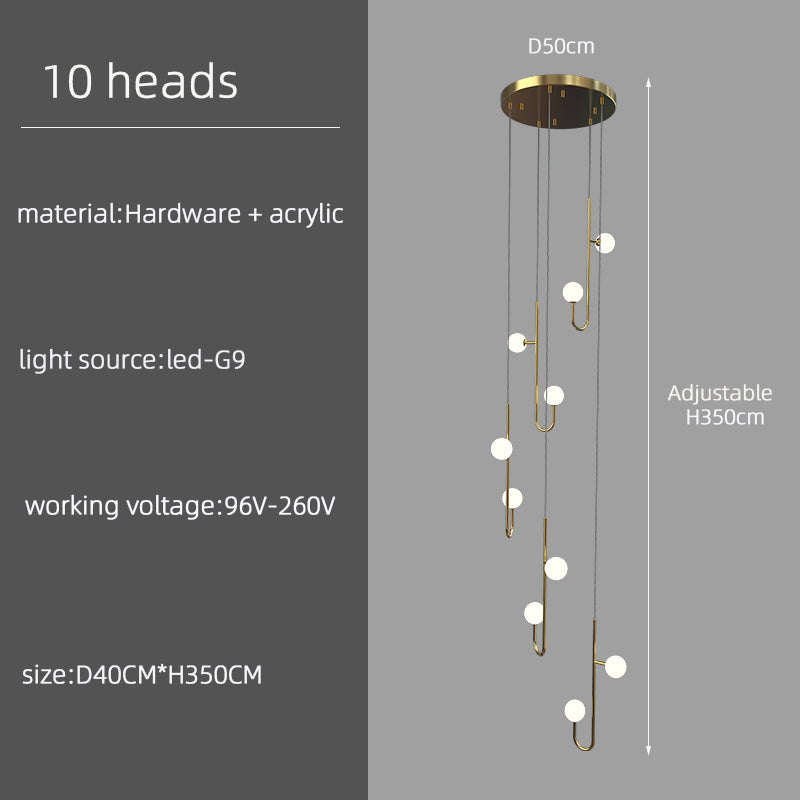 Modern Villa Staircase Long LED Pendant Lamp