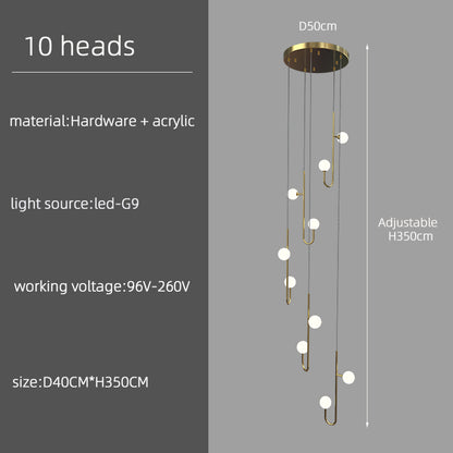 Modern Villa Staircase Long LED Pendant Lamp