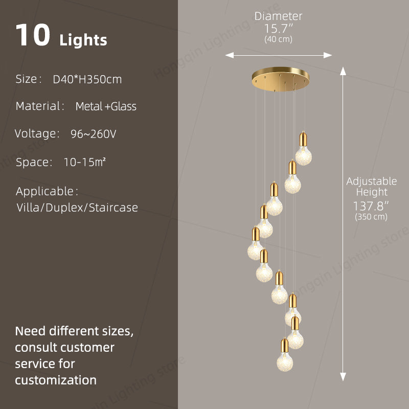 Modern Luxury Long Glass Stairs Chandelier