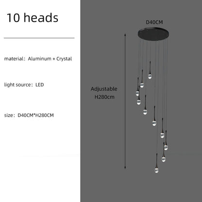 Staircase Long Villa Hote Luxury LED Chandelier