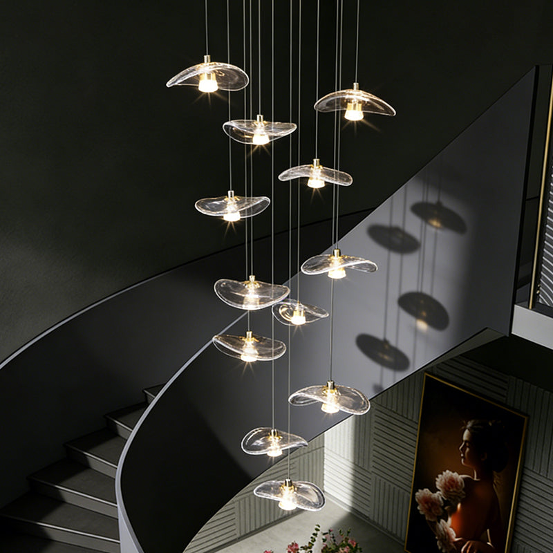 Stair Chandelier Luxury Nordic Minimalist Glass Staircase Chandelier Lighting Villa Staircase High Ceiling Chandelier