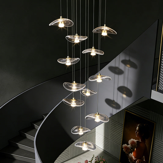 Stair Chandelier Luxury Nordic Minimalist Glass Staircase Chandelier Lighting Villa Staircase High Ceiling Chandelier