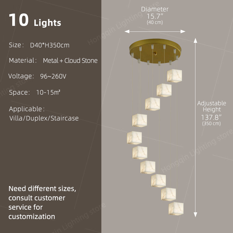 Nordic Chandelier Stairs High Ceiling Staircase Marble Chandelier