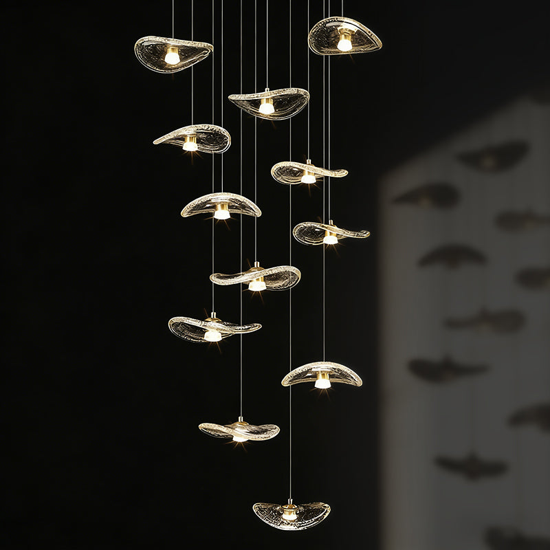 Indoor Rotating Staircase Hanging Lights Nordic Minimalist Villa Staircase Glass High Ceiling Chandelier Luxury Lighting