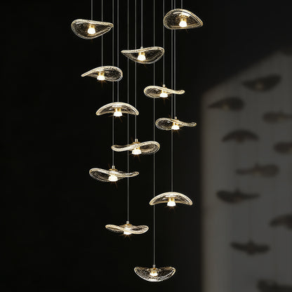 Indoor Rotating Staircase Hanging Lights Nordic Minimalist Villa Staircase Glass High Ceiling Chandelier Luxury Lighting