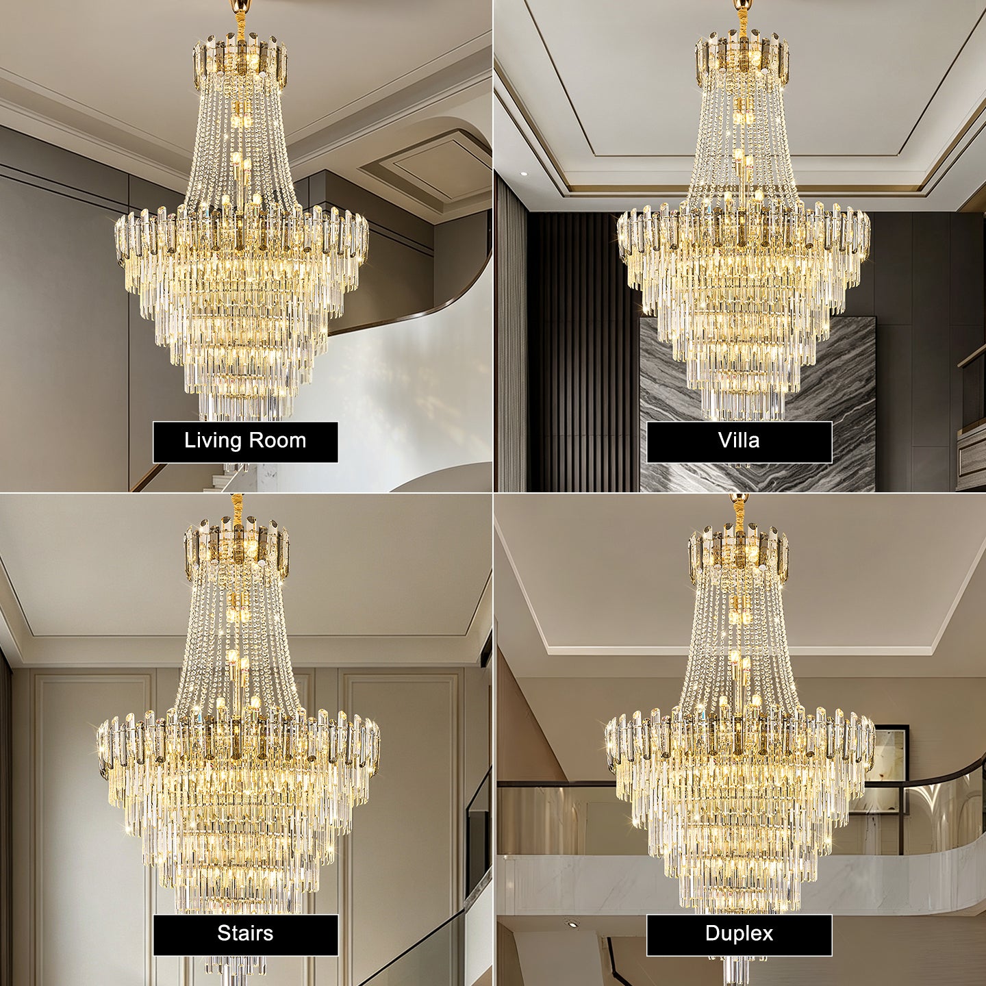 Luxury Duplex Loft Villa Living Room Chandelier