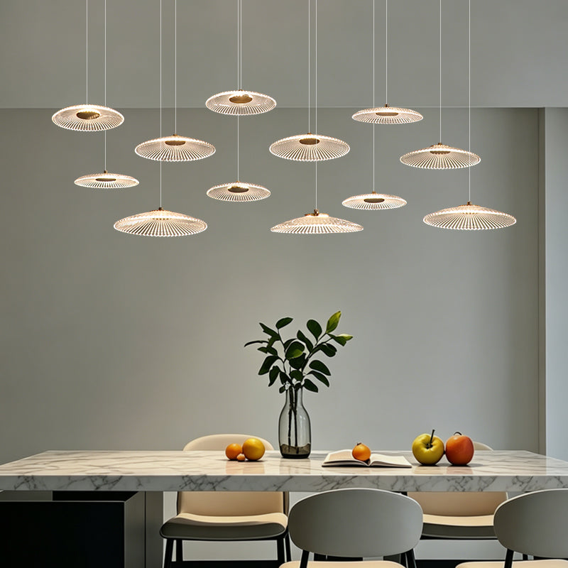 Modern Luxury Glass Chandelier Bar Kitchen Island Table Ripple Water Glass Pendant Lamp Art High Ceiling Hanging Lights