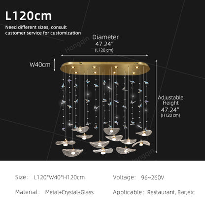 Restaurant Pendant Light Modern Villa Loft Chandelier Designer Lotus Leaf Glass Ceiling Hanging Chandelier
