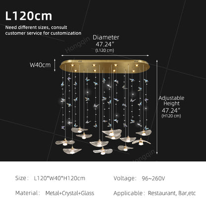 Dining Room Chandeliers Modern Villa Dining Table Bar Counter Kitchen Ceiling Lamp Double Color Lotus Leaf Glass Art Hanging Lam